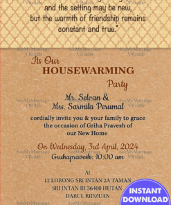 Vintage Paper Housewarming Invitation Card with Elegant Patterns
