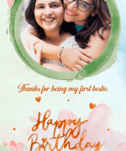 Watercolor Hearts Theme Sisters Birthday Invitation Video with Add Photo Background