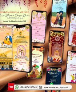 Sikh Wedding Splendor College Card with Traditional Motifs Background