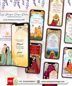 Traditional Punjabi Bliss Wedding Ceremony College Card with Romantic Couple Caricature Theme