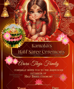 Adorable Girl Half Saree Ceremony Invitation