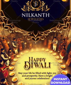 Community Celebration Diwali Greeting Card with Diyas Decor