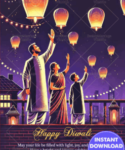 Lantern Light Theme Diwali Celebration Greeting Card