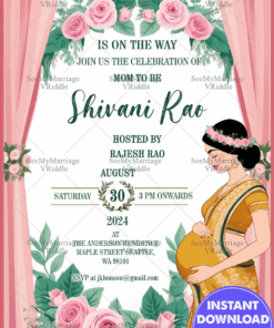 Roses Garland Theme Baby Shower Invitation Card