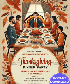 Rustic Charm Thanksgiving Dinner Party Invitation Card