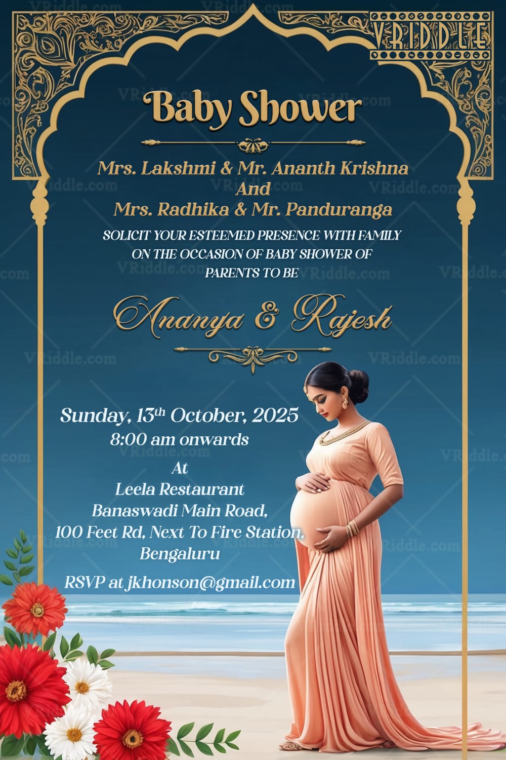 Serene Beach Theme Modern Baby Shower Invitation Card - Image 2