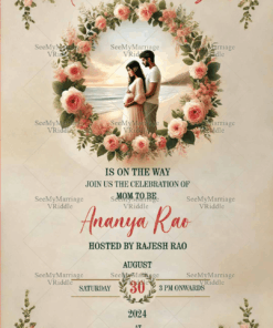 Sunset Theme Baby Shower Invitation Card with Cream Color Background