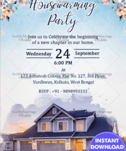 Watercolor Theme Housewarming Party Invitation Card with Add Real House Photo Backdrop