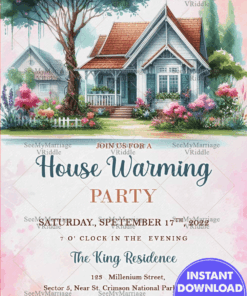 Charming Cottage Housewarming Invitation with Floral Garden