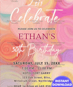 Colorful Pastel Swirl Pattern 30th Birthday Party Invitation