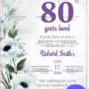 Elegant Floral Birthday Invitation 80th Celebration Template