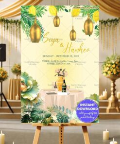 Elegant Yellow Tropical Theme Wedding Engagement Banner/Poster