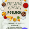 Friendsgiving Potluck Invitation with Vibrant Food Illustrations and Neutral Background