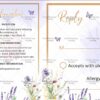 Minimalist White and Gold Wedding Invitation Suite  with Spring Floral Design and RSVP Card