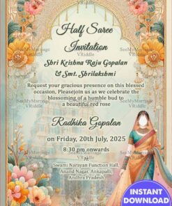 Pastel Elegance Half Saree Invitation Card