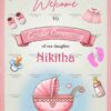 Pink Cradle Ceremony Invitation with Baby Girl Theme