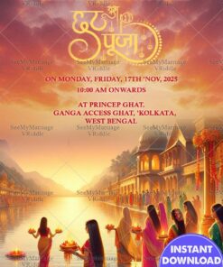 Sunrise Ritual Chhath Puja Invitation Elegant Riverfront Celebration Template