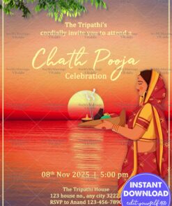 Sunset Ceremony Chath Pooja Invitation