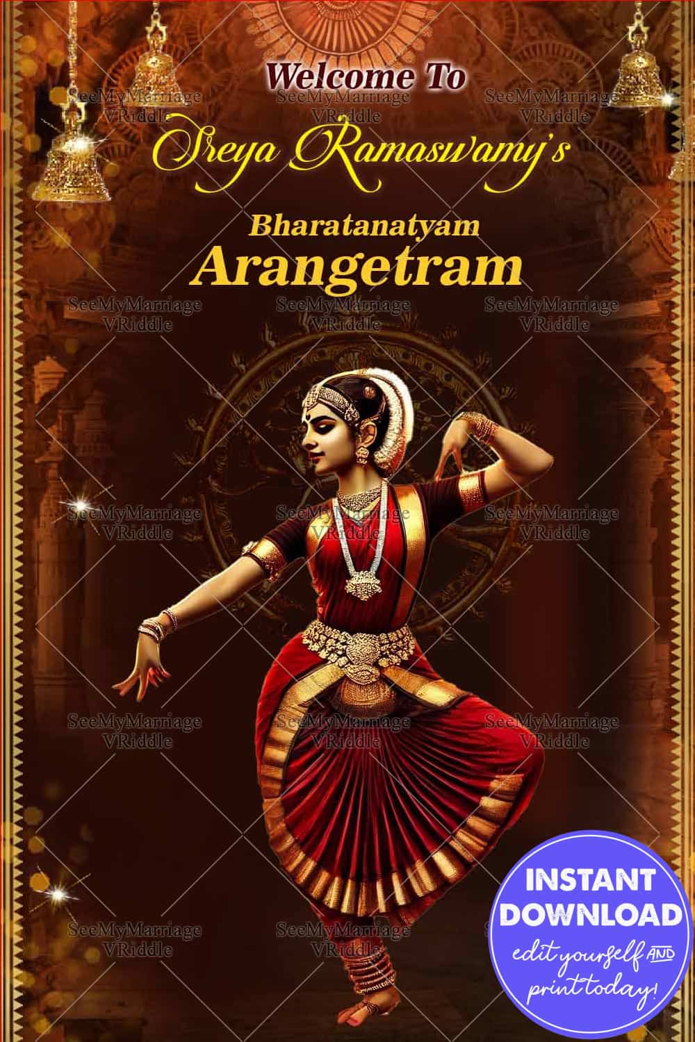 Traditional Indian Dance Arangetram Invitation with Graceful Design