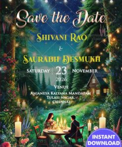 Mystical Garden Save the Date Card with Candlelight Romance, Floral Paradise