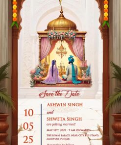 Milestone Wedding Invitation Video Featuring Love Journey with Traditional Illustrations
