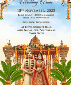 Royal Mandap Wedding Invitation Video with Floral Decor and Traditional Attire