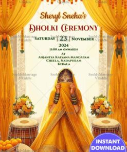 Marigold Elegance Dholki Ceremony Invitation Design