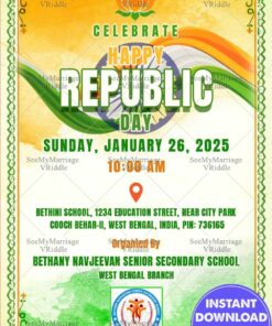 Republic Day Celebration Invitation card with Lotus Design
