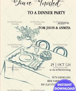 Classy Dinner Party Invitation Card with Table Setting