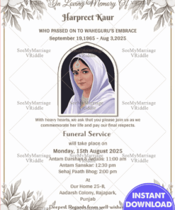 Beautiful Memorial Invitation with Soft Floral Illustrations and Add Photo