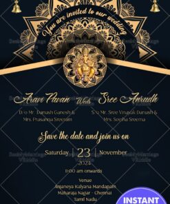 Mandala-Themed Wedding Invitation Card with QR Code and Ganesh Design