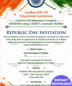 Patriotic Desigh Republic Day Invitation card with Flag Hoisting