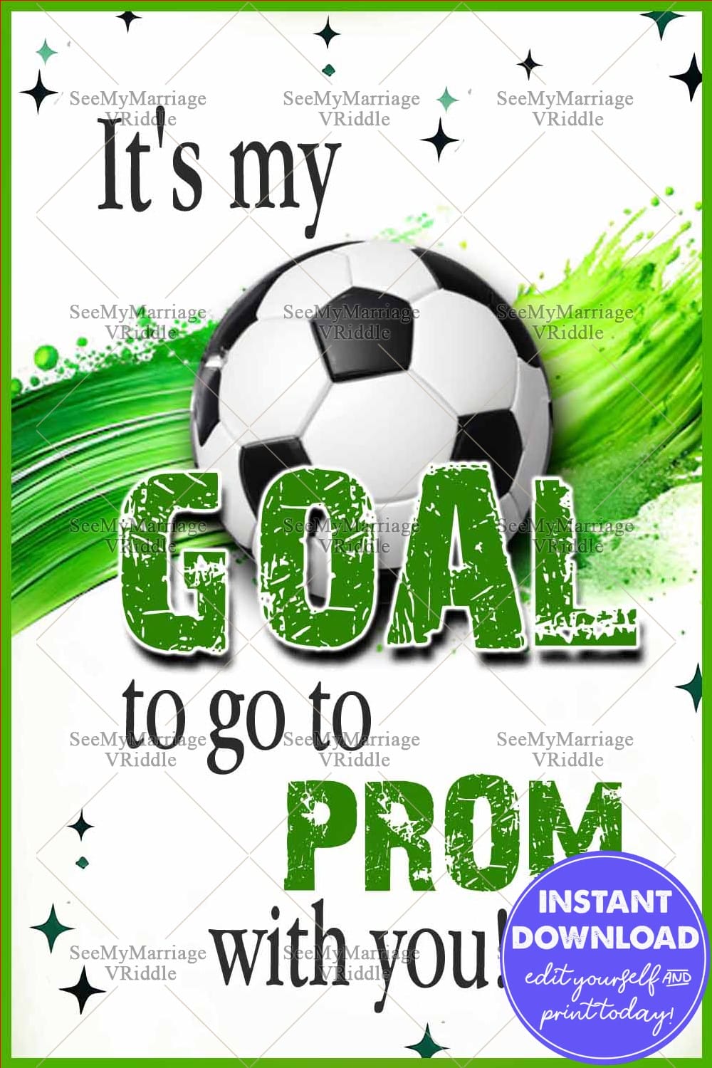 Soccer-Themed Prom Proposal Card with Bold Typography