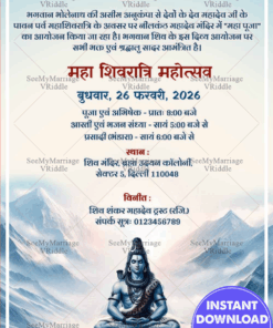 Maha Shivratri Invitation Card with Himalayan Background & Nandi