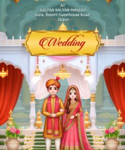 Golden Ganesha Sacred Wedding Invitation Video with Floral Arch and Lotus Pond - Haldi, Mehendi, Sangeet, Reception, Save The Date