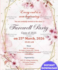 Class Twelfth Farewell Party Invitation with Pink Cherry Blossoms