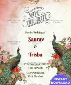 Color Splash Peacock Save The Date Card
