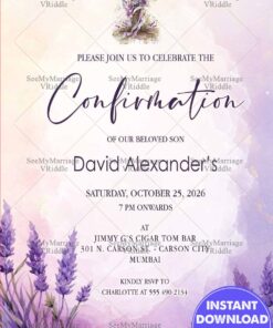 Lavender Theme Confirmation Invitation Card with Purple Lilies