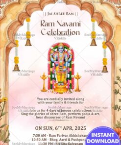 Sri Ram Navami Invitation Card with Traditional Arch & Floral Decor