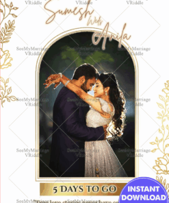 Elegant Save the Date Wedding Card with Arch Frame and Gold Leaf Accents