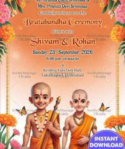 Nepali Bratabandha Ceremony with Twins Brothers and Orange Theme, Flowers