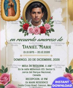Tarjeta De Invitacion Para Funeral Conmemorativo Catolico Espanol