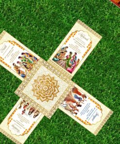 3D and Flip Theme Wedding Invitation Video with Four-Fold Cross Pattern and Haldi, Mehendi, Sangeet, Reception