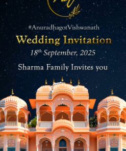 3D Royal Wedding Invitation Video for Rajasthani Rajputana Theme with Lagan Tika, Haldi, Cocktail Party, Jaimala, Pheras, Doli