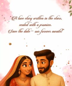 Animated Couple Illustration Wedding Save the Date Video with Romantic Theme and Pink Pastel Accents