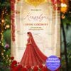 Chunni Ceremony Welcome Sign Board Featuring a Punjabi Bride Illustration in Palace Arch with Red Roses and Chandeliers