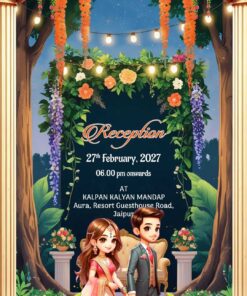 Forest Theme Wedding Invitation Video with Couple Walking, Rose Garland and Haldi, Sangeet, Reception, Save The Date