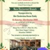 Grand Opening Invitation Card for New Restaurant Branch with Add Photo and Promotional Opening Discount Highlight