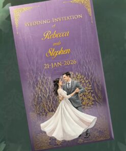 Lavender Christian Wedding Invitation Video with Couple and Roce, Reception, Save The Date