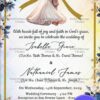 Blue and Gold Christian Wedding Invitation Card with Floral Corners and Romantic Couple Illustration